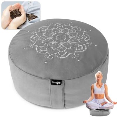 Yes4All Extra Schaumstoff, Zafu-Buchweizen, Tischkaffee, Mandala-Muster, Yoga-Nackenrolle zum Sitzen auf dem Boden, Himmelgraues Meditationskissen Yes4All Extra Schaumstoff, Zafu-Buchweizen, Tischkaffee, Mandala-Muster, Yoga-Nackenrolle zum Sitzen auf dem Boden, Himmelgraues Meditationskissen
