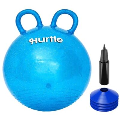 Hurtle Hüpfball Kinder Zweierset – Aufblasbarer Springball mit Haltegriff Glänzendes Blau-Glitzer aus ungiftigem PVC, bis 120 kg belastbar, inklusive Pumpe & 4 Hütchen, rutschfest und platzsparend. Hurtle Hüpfball Kinder Zweierset – Aufblasbarer Springball mit Haltegriff Glänzendes Blau-Glitzer aus ungiftigem PVC, bis 120 kg belastbar, inklusive Pumpe & 4 Hütchen, rutschfest und platzsparend.