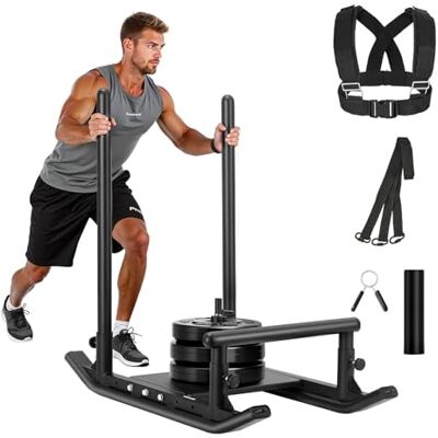 VEVOR Gewichtsschlitten Kraftschlitten Krafttrainingsschlitten zur Verbesserung der Geschwindigkeit bei sportlichen Übungen, Fitnessgerät mit Griff, kompatibel mit 25/51 mm Gewichtsscheiben Schwarz VEVOR Gewichtsschlitten Kraftschlitten Krafttrainingsschlitten zur Verbesserung der Geschwindigkeit bei sportlichen Übungen, Fitnessgerät mit Griff, kompatibel mit 25/51 mm Gewichtsscheiben Schwarz