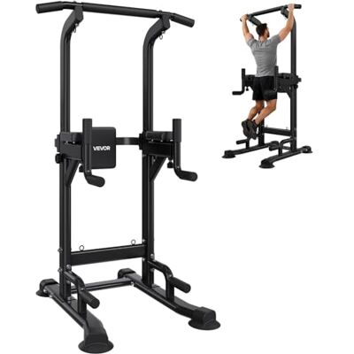 VEVOR Klimmzugstange Klimmzugstation Power Tower Dip Station mit 150 kg Tragkraft, freistehend mit H-Rahmenkonstruktion & Rückenpolster, 12-fach höhenverstellbar, Training von Armen Rücken Brust VEVOR Klimmzugstange Klimmzugstation Power Tower Dip Station mit 150 kg Tragkraft, freistehend mit H-Rahmenkonstruktion & Rückenpolster, 12-fach höhenverstellbar, Training von Armen Rücken Brust