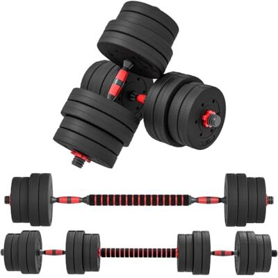 HOMCOM 2 in 1 Hanteln Set Verstellbare Kurzhantel Langhantel Professionell, Dumbbell, Krafttraining und Gewichtheben, für Home Gym Zuhause Fitness HOMCOM 2 in 1 Hanteln Set Verstellbare Kurzhantel Langhantel Professionell, Dumbbell, Krafttraining und Gewichtheben, für Home Gym Zuhause Fitness
