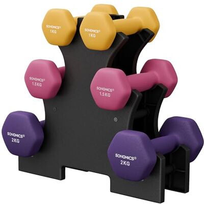 SONGMICS Hantel-Set, 3 Paar, 1kg-3kg,9kg oder 12kg, Aufbewahrung, Fitnessstudio, Krafttraining, rutschfeste Neopren-Beschichtung SONGMICS Hantel-Set, 3 Paar, 1kg-3kg,9kg oder 12kg, Aufbewahrung, Fitnessstudio, Krafttraining, rutschfeste Neopren-Beschichtung