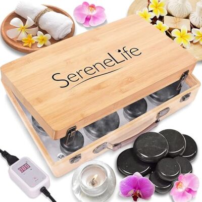SereneLife Hot-Stone-Massage-Set Basaltsteine für Mobile Anwendung Die kompakte Tragetasche mit CE-geprüften Basaltsteinen erwärmt sich wasserlos und digital regelbar in 20 bis 30 Minuten SereneLife Hot-Stone-Massage-Set Basaltsteine für Mobile Anwendung Die kompakte Tragetasche mit CE-geprüften Basaltsteinen erwärmt sich wasserlos und digital regelbar in 20 bis 30 Minuten