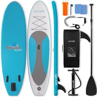 SereneLife Stand Up Paddling Board Set, SUP Board Komplettes Zubehör, Stand Up Paddle Board für Kinder & Erwachsene, Surfbrett & Tragetasche, Paddle Set Anti-Rutsch mit Pumpe, Auflasbares Paddelbrett SereneLife Stand Up Paddling Board Set, SUP Board Komplettes Zubehör, Stand Up Paddle Board für Kinder & Erwachsene, Surfbrett & Tragetasche, Paddle Set Anti-Rutsch mit Pumpe, Auflasbares Paddelbrett