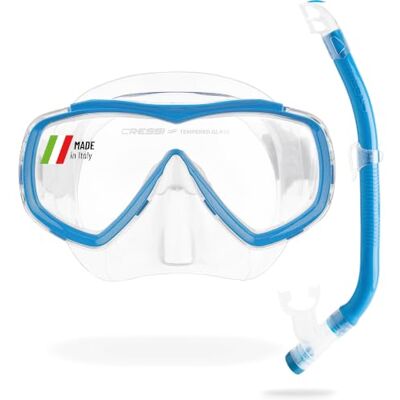CRESSI Estrella Jr Combo Maske Estrella Jr + Schnorchel Top zum Tauchen und Schnorcheln, Transparent/Blau, Einheitsgröße, Kinder Unisex CRESSI Estrella Jr Combo Maske Estrella Jr + Schnorchel Top zum Tauchen und Schnorcheln, Transparent/Blau, Einheitsgröße, Kinder Unisex