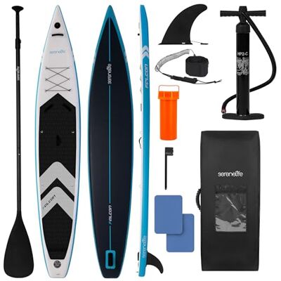 SereneLife SUP Board Aufblasbar Set – Stand Up Paddling Board mit Zubehör und rutschfestem Eva-Deck für See, Fluss, Touring, Yoga und Freizeit SereneLife SUP Board Aufblasbar Set – Stand Up Paddling Board mit Zubehör und rutschfestem Eva-Deck für See, Fluss, Touring, Yoga und Freizeit