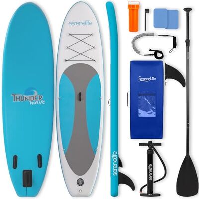 SereneLife Stand Up Paddling Board Set, SUP Board Komplettes Zubehör, Stand Up Paddle Board für Kinder & Erwachsene, Surfbrett & Tragetasche, Paddle Set Anti-Rutsch mit Pumpe, Auflasbares Paddelbrett SereneLife Stand Up Paddling Board Set, SUP Board Komplettes Zubehör, Stand Up Paddle Board für Kinder & Erwachsene, Surfbrett & Tragetasche, Paddle Set Anti-Rutsch mit Pumpe, Auflasbares Paddelbrett