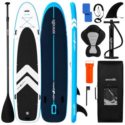 SereneLife SUP Board Aufblasbar Set – Stand Up Paddling Board mit Zubehör und rutschfestem Eva-Deck für See, Fluss, Touring, Yoga und Freizeit SereneLife SUP Board Aufblasbar Set – Stand Up Paddling Board mit Zubehör und rutschfestem Eva-Deck für See, Fluss, Touring, Yoga und Freizeit