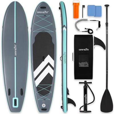SereneLife Stand Up Paddling Board Aufblasbar, SUP 84cm bis 160kg für Erwachsene – Standup Paddle Board Set mit Paddel, Pumpe, Rucksack SereneLife Stand Up Paddling Board Aufblasbar, SUP 84cm bis 160kg für Erwachsene – Standup Paddle Board Set mit Paddel, Pumpe, Rucksack