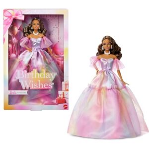Barbie Signature Birthday Wishes Modepuppe mit braunen Haaren in einem Kleid mit pastellfarbenem Regenbogen-Effekt, Spielzeug zum Sammeln mit Geschenkverpackung, JJX78 Barbie Signature Birthday Wishes Modepuppe mit braunen Haaren in einem Kleid mit pastellfarbenem Regenbogen-Effekt, Spielzeug zum Sammeln mit Geschenkverpackung, JJX78