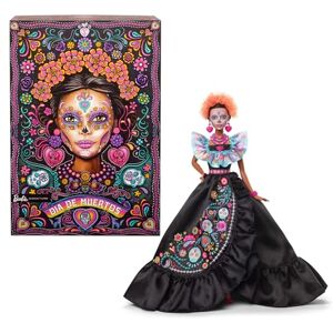 Barbie Signature Puppe, 2024 Día De Muertos Sammelfigur mit schwarzem Kleid mit blauem Rüschenoberteil, Stickereidruck und farbenfrohen Accessoires, HRM72 Barbie Signature Puppe, 2024 Día De Muertos Sammelfigur mit schwarzem Kleid mit blauem Rüschenoberteil, Stickereidruck und farbenfrohen Accessoires, HRM72