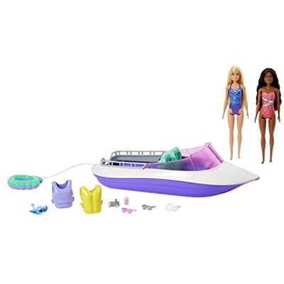 Barbie HHG60 Meerjungfrauen Power Schnell-Boot mit 2 Puppen (blond/brünett) mit diversen Zubehör-Teilen, Spielzeug für Kinder ab 3 Jahren Barbie HHG60 Meerjungfrauen Power Schnell-Boot mit 2 Puppen (blond/brünett) mit diversen Zubehör-Teilen, Spielzeug für Kinder ab 3 Jahren