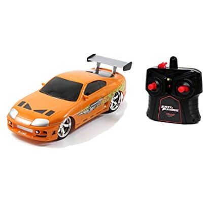 Jada Toys Fast & Furious RC Auto Brian's Toyota Supra, ferngesteuertes Auto mit 2-Kanal Funksteuerung, Turbofunktion, fährt vorwärts-rückwärts, links-rechts, Maßstab 1:24, ab 6 Jahren, orange, 253203021 Jada Toys Fast & Furious RC Auto Brian's Toyota Supra, ferngesteuertes Auto mit 2-Kanal Funksteuerung, Turbofunktion, fährt vorwärts-rückwärts, links-rechts, Maßstab 1:24, ab 6 Jahren, orange, 253203021