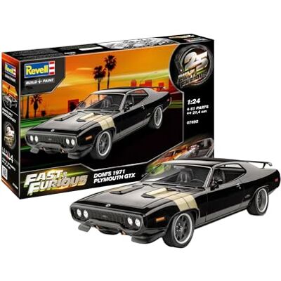 Revell Modellbausatz 1971 Plymouth GTX I Maßstab 1:24 I Fast & Furious I Originalgetreue Nachbildung I Detailreicher Automodell-Bausatz I Für Fortgeschrittene Revell Modellbausatz 1971 Plymouth GTX I Maßstab 1:24 I Fast & Furious I Originalgetreue Nachbildung I Detailreicher Automodell-Bausatz I Für Fortgeschrittene