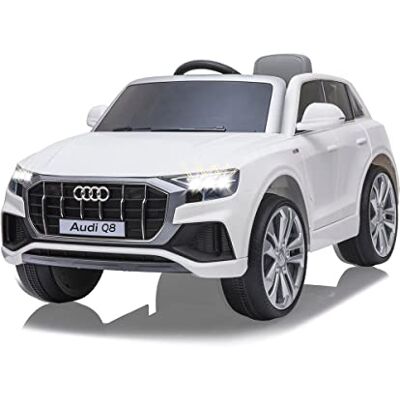 JAMARA 460201 Ride On Car Audi Q8 12V 1,5 Std. Fahrzeit, 2 Starke Motoren, 2-Gang, SD, AUX, USB-Anschluss, Hupe, Motorsound, LED-Scheinwerfer, Batteriespannungsanzeige, weiß JAMARA 460201 Ride On Car Audi Q8 12V 1,5 Std. Fahrzeit, 2 Starke Motoren, 2-Gang, SD, AUX, USB-Anschluss, Hupe, Motorsound, LED-Scheinwerfer, Batteriespannungsanzeige, weiß