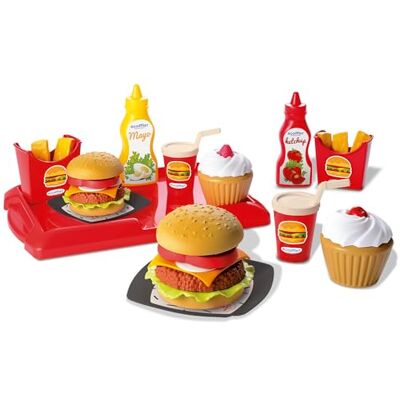 Ecoiffier Burger Spielzeug-Set – 32-teiliges Spielset mit Pommes, Ketchup, Burger, Tablett, usw., ideal für Kinderküche, für Kinder ab 18 Monaten Ecoiffier Burger Spielzeug-Set – 32-teiliges Spielset mit Pommes, Ketchup, Burger, Tablett, usw., ideal für Kinderküche, für Kinder ab 18 Monaten