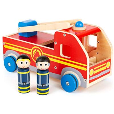 small foot Großes Feuerwehrauto aus Holz, mit Spielfiguren und bewegbarer Rettungsleiter, ab 3 Jahren, 11456 small foot Großes Feuerwehrauto aus Holz, mit Spielfiguren und bewegbarer Rettungsleiter, ab 3 Jahren, 11456
