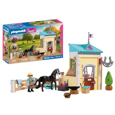 Playmobil I Love Horses Kleiner Stall mit Hufschmied Pferdebox mit Licht‑Esse, Werkzeug & Pferdepflege‑Zubehör Für Kinder ab 4 Jahren 72131 Playmobil I Love Horses Kleiner Stall mit Hufschmied Pferdebox mit Licht‑Esse, Werkzeug & Pferdepflege‑Zubehör Für Kinder ab 4 Jahren 72131