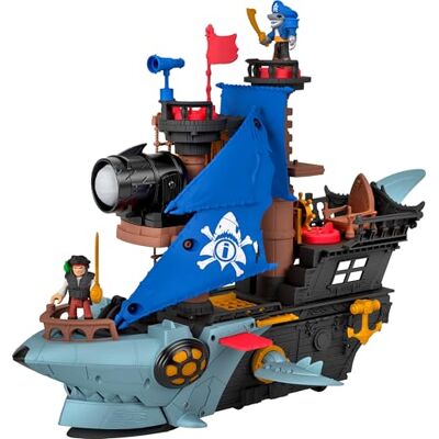 Fisher Price Imaginext Haimaul-Piratenschiff Spielset, 2 Figuren & Boot Abenteuer Piratenschiff mit zuschnappendem Maul, Werfer, 12 Zubehörteilen, JLC50 Fisher Price Imaginext Haimaul-Piratenschiff Spielset, 2 Figuren & Boot Abenteuer Piratenschiff mit zuschnappendem Maul, Werfer, 12 Zubehörteilen, JLC50