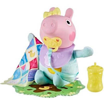 Peppa Pig Grunz und Kuschel Evie interaktive Babypuppe, 28 cm große Puppe für Mädchen mit 20 Geräuschen und vielen Funktionen, Spielzeug-Set für Kinder ab 3 Jahren Peppa Pig Grunz und Kuschel Evie interaktive Babypuppe, 28 cm große Puppe für Mädchen mit 20 Geräuschen und vielen Funktionen, Spielzeug-Set für Kinder ab 3 Jahren