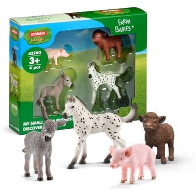 Schleich Farm World Bauernhof Babys 42740 ab 3 Jahren 4 Teile Bauernhof Tiere Set aus Esel, Schwein, Kuh, Pferd detailgetreue Tierfiguren Geschenk für Jungen und Mädchen Schleich Farm World Bauernhof Babys 42740 ab 3 Jahren 4 Teile Bauernhof Tiere Set aus Esel, Schwein, Kuh, Pferd detailgetreue Tierfiguren Geschenk für Jungen und Mädchen