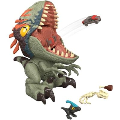 Mattel Jurassic World Rebirth Furious Feeder Velociraptor, Rebirth Raptor Interaktiver, stilisierter Raptor-Dinosaurier mit Schlucken-und-Ausspucken-Funktion und 4 Futter-Accessoires, JKG86 Mattel Jurassic World Rebirth Furious Feeder Velociraptor, Rebirth Raptor Interaktiver, stilisierter Raptor-Dinosaurier mit Schlucken-und-Ausspucken-Funktion und 4 Futter-Accessoires, JKG86
