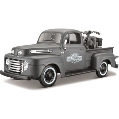 Maisto 2043053 32185 WLA Flathead -1942 + Ford F1 Pickup -1948 Transporter 1:24, schwarz Maisto 2043053 32185 WLA Flathead -1942 + Ford F1 Pickup -1948 Transporter 1:24, schwarz