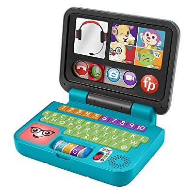 Fisher Price Lernspaß Homeoffice Laptop – elektronisches Lernspielzeug mit Smart-Stages-Lerninhalten, Lichtern und 55+ Liedern, ABC, Version: Italienisch, HHH03 Fisher Price Lernspaß Homeoffice Laptop – elektronisches Lernspielzeug mit Smart-Stages-Lerninhalten, Lichtern und 55+ Liedern, ABC, Version: Italienisch, HHH03