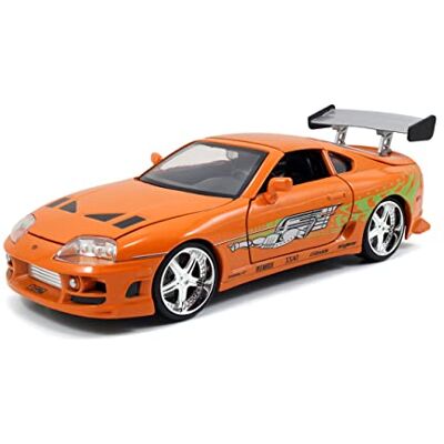 Jada Toys 253203005 Brian’s 1995 Toyota Supra aus Fast & Furious, Tuning-Modell im Maßstab 1:24, mit Spoiler, zu öffnenden Türen, Freilauf, Motorhaube und Kofferraum, orange Jada Toys 253203005 Brian’s 1995 Toyota Supra aus Fast & Furious, Tuning-Modell im Maßstab 1:24, mit Spoiler, zu öffnenden Türen, Freilauf, Motorhaube und Kofferraum, orange