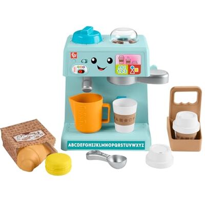 Fisher Price Lachen und Lernen Kaffeemaschine mit Kaffeezubehör, Lernspielzeug mit Geräuschen, für Babys ab 1 Jahr, spanische Version + Portugiesisch + Italienisch + Englisch (HYT02) Fisher Price Lachen und Lernen Kaffeemaschine mit Kaffeezubehör, Lernspielzeug mit Geräuschen, für Babys ab 1 Jahr, spanische Version + Portugiesisch + Italienisch + Englisch (HYT02)
