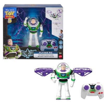 Mattel Disney und Pixar Toy Story 5 Fliegende Figur mit Fernbedienung, Hi-Tech Edition Buzz Lightyear mit Fernbedienung, Electronic Split Wing Space Ranger, JKV53 Mattel Disney und Pixar Toy Story 5 Fliegende Figur mit Fernbedienung, Hi-Tech Edition Buzz Lightyear mit Fernbedienung, Electronic Split Wing Space Ranger, JKV53