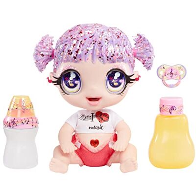 MGA Entertainment Glitter Babyz MGA Melody HIGHNOTE Babypuppe mit 3 magischen Farbwechseln durch eiskaltes Wasser, Lavendel-Glitzer-Haar, Musik-Outfit, Windel, Flasche und Schnuller Für Kinder ab 3 Jahren MGA Entertainment Glitter Babyz MGA Melody HIGHNOTE Babypuppe mit 3 magischen Farbwechseln durch eiskaltes Wasser, Lavendel-Glitzer-Haar, Musik-Outfit, Windel, Flasche und Schnuller Für Kinder ab 3 Jahren
