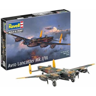 Revell Avro Lancaster Mk.I/III Plastikmodellbausatz Bomber Maßstab 1:72 257 Teile, Level 5, drehbare MG-Türme & Merlin-Motor Decals für 2 RAF-Versionen Revell Avro Lancaster Mk.I/III Plastikmodellbausatz Bomber Maßstab 1:72 257 Teile, Level 5, drehbare MG-Türme & Merlin-Motor Decals für 2 RAF-Versionen