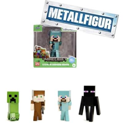 Jada Toys Minecraft Figur 1 von 4 Sammelfiguren (Steve, Alex, Enderman, Creeper) aus Metall für Fans und Kinder ab 8 Jahre, Welle 3, Auswahl per Zufallslos, je ca. 6,5 cm Jada Toys Minecraft Figur 1 von 4 Sammelfiguren (Steve, Alex, Enderman, Creeper) aus Metall für Fans und Kinder ab 8 Jahre, Welle 3, Auswahl per Zufallslos, je ca. 6,5 cm