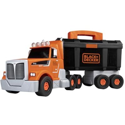 Smoby Black+Decker Truck mit Werkzeugbox – Konstruktionsfahrzeug mit 60 Zubehörteilen – Werkzeug, Anhänger & Greifarm-Bauset – für Kinder ab 3 Jahren Smoby Black+Decker Truck mit Werkzeugbox – Konstruktionsfahrzeug mit 60 Zubehörteilen – Werkzeug, Anhänger & Greifarm-Bauset – für Kinder ab 3 Jahren