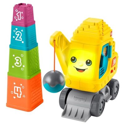 Fisher Price Baufahrzeugspielzeug Geräuschen und Sätzen, fördert Zahlen, Farben und Formen, mit Kran, Globus-Taste und Musik, für Kinder von 9 Monaten, Englisch; Französisch; Deutsch Version HXF48 Fisher Price Baufahrzeugspielzeug Geräuschen und Sätzen, fördert Zahlen, Farben und Formen, mit Kran, Globus-Taste und Musik, für Kinder von 9 Monaten, Englisch; Französisch; Deutsch Version HXF48