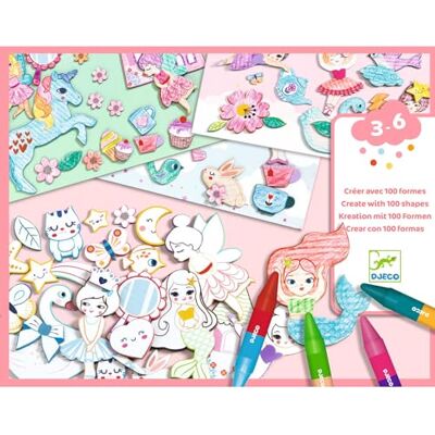 Djeco Crear con formas niñas Formen Mädchen (38996), bunt Djeco Crear con formas niñas Formen Mädchen (38996), bunt