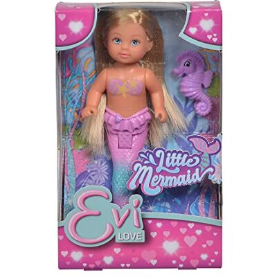 Simba 105733424 Evi Love Little Mermaid, 2-Fach Sortiert, es Wird nur EIN Artikel geliefert, Evi als Meerjungfrau, bewegliche Schwanzflosse, mit Seepferdchen, 12cm Ankleidepuppe, ab 3 Jahren Simba 105733424 Evi Love Little Mermaid, 2-Fach Sortiert, es Wird nur EIN Artikel geliefert, Evi als Meerjungfrau, bewegliche Schwanzflosse, mit Seepferdchen, 12cm Ankleidepuppe, ab 3 Jahren