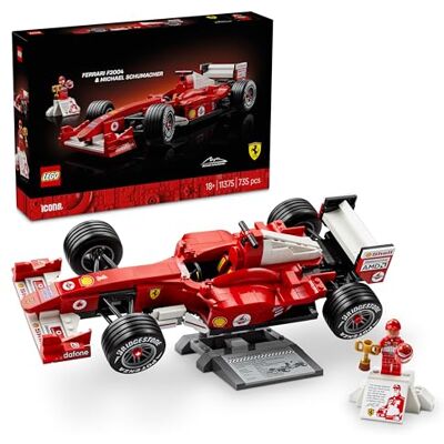Lego Icons Ferrari F2004 und Michael Schumacher F1 Rennwagen Modellbau für Erwachsene F1 Modellauto Set mit V10-Motor & sammelbarer Fahrer Minifigur Formel 1 Geschenk für Motorsport Fans 11375 Lego Icons Ferrari F2004 und Michael Schumacher F1 Rennwagen Modellbau für Erwachsene F1 Modellauto Set mit V10-Motor & sammelbarer Fahrer Minifigur Formel 1 Geschenk für Motorsport Fans 11375