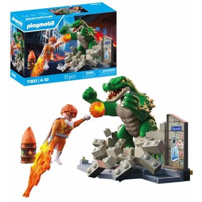 Playmobil Heroes Helden-Showdown mit der Riesenechse Spielzeug ab 4 Jahren Geschenk für Kinder Spannendes Action-Set Mit beweglicher Riesenechse und durchbrechbarer Mauer 71831 Playmobil Heroes Helden-Showdown mit der Riesenechse Spielzeug ab 4 Jahren Geschenk für Kinder Spannendes Action-Set Mit beweglicher Riesenechse und durchbrechbarer Mauer 71831