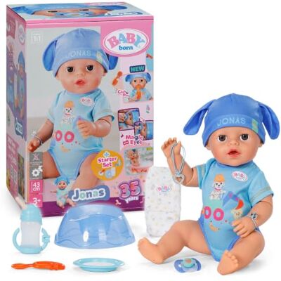 BABY Born Jonas 43 cm Jungenpuppe mit Click & Play, 10 Funktionen 8 Accessoires inklusive, funktioniert ohne Batterien, bewegliche Arme, ab 3 Jahren BABY Born Jonas 43 cm Jungenpuppe mit Click & Play, 10 Funktionen 8 Accessoires inklusive, funktioniert ohne Batterien, bewegliche Arme, ab 3 Jahren