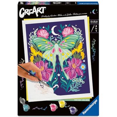 Ravensburger CreArt Pixie Cold: Luna-Motte Malen nach Zahlen Erwachsene DIY Malset mit Pinsel und Acrylfarben, 24 x 30 cm, Geschenk für Frauen und Männer Ravensburger CreArt Pixie Cold: Luna-Motte Malen nach Zahlen Erwachsene DIY Malset mit Pinsel und Acrylfarben, 24 x 30 cm, Geschenk für Frauen und Männer