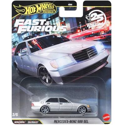 Hot Wheels Premium Fast & Furious Mercedes-Benz 500 SEL Die-Cast-Sammelauto im Maßstab 1:64, inspiriert von der Filmreihe Fast & Furious, JHW67 Hot Wheels Premium Fast & Furious Mercedes-Benz 500 SEL Die-Cast-Sammelauto im Maßstab 1:64, inspiriert von der Filmreihe Fast & Furious, JHW67