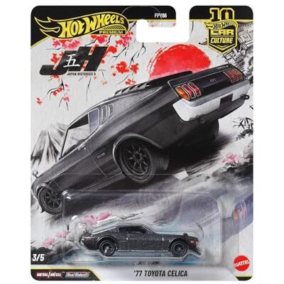Hot Wheels Premium Car Culture 1977 Toyota Celica 1:64 Die-Cast-Spielzeugauto aus Japan Historics Collection mit Real Riders Reifen, Metallkarosserie & -chassis, JKD98 Hot Wheels Premium Car Culture 1977 Toyota Celica 1:64 Die-Cast-Spielzeugauto aus Japan Historics Collection mit Real Riders Reifen, Metallkarosserie & -chassis, JKD98