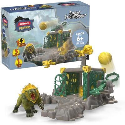 Schleich ELDRADOR Jungle Stronghold 42809 ab 6 Jahren 51 Teile Modulares BattleCave Spielset mit Dschungelsäbelzahntiger & 2 Minis Festung mit Dschungelkristall, Katapult, Greifarm Schleich ELDRADOR Jungle Stronghold 42809 ab 6 Jahren 51 Teile Modulares BattleCave Spielset mit Dschungelsäbelzahntiger & 2 Minis Festung mit Dschungelkristall, Katapult, Greifarm