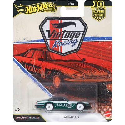 Hot Wheels Premium Car Culture Jaguar XJS Modellauto 1:64 Vintage Rennwagen Sammlerstück mit Real Riders Reifen und Metall-Karosserie und Fahrgestell, JKF02 Hot Wheels Premium Car Culture Jaguar XJS Modellauto 1:64 Vintage Rennwagen Sammlerstück mit Real Riders Reifen und Metall-Karosserie und Fahrgestell, JKF02