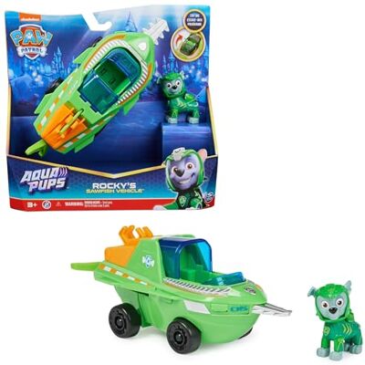 Spin Master PAW PATROL, Aqua Pups Basis Fahrzeug Spielzeugauto im Sägefisch-Design mit Rocky Welpenfigur, Spielzeug geeignet für Kinder ab 3 Jahren Spin Master PAW PATROL, Aqua Pups Basis Fahrzeug Spielzeugauto im Sägefisch-Design mit Rocky Welpenfigur, Spielzeug geeignet für Kinder ab 3 Jahren
