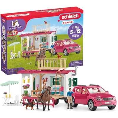 Schleich Horse Club Campingtrip mit dem Wohnwagen 72205 113 Teile Spielset aus Wohnwagen, SUV, 2 Figuren, Pferd & Hund Pferde Zubehör Spielzeug ab 5 Jahren exklusiv bei Amazon Schleich Horse Club Campingtrip mit dem Wohnwagen 72205 113 Teile Spielset aus Wohnwagen, SUV, 2 Figuren, Pferd & Hund Pferde Zubehör Spielzeug ab 5 Jahren exklusiv bei Amazon