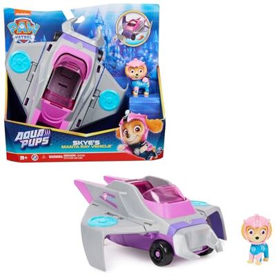 Spin Master PAW PATROL, Aqua Pups Basis Fahrzeug Spielzeugauto im Rochen-Design mit Skye Welpenfigur, Spielzeug geeignet für Kinder ab 3 Jahren Spin Master PAW PATROL, Aqua Pups Basis Fahrzeug Spielzeugauto im Rochen-Design mit Skye Welpenfigur, Spielzeug geeignet für Kinder ab 3 Jahren