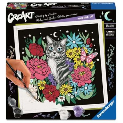 Ravensburger CreArt Pixie Cold: Katze Malen nach Zahlen für Erwachsene DIY Malset mit Pinsel und Acrylfarben, 20 x 20 cm, Geschenk für Frauen und Männer Ravensburger CreArt Pixie Cold: Katze Malen nach Zahlen für Erwachsene DIY Malset mit Pinsel und Acrylfarben, 20 x 20 cm, Geschenk für Frauen und Männer